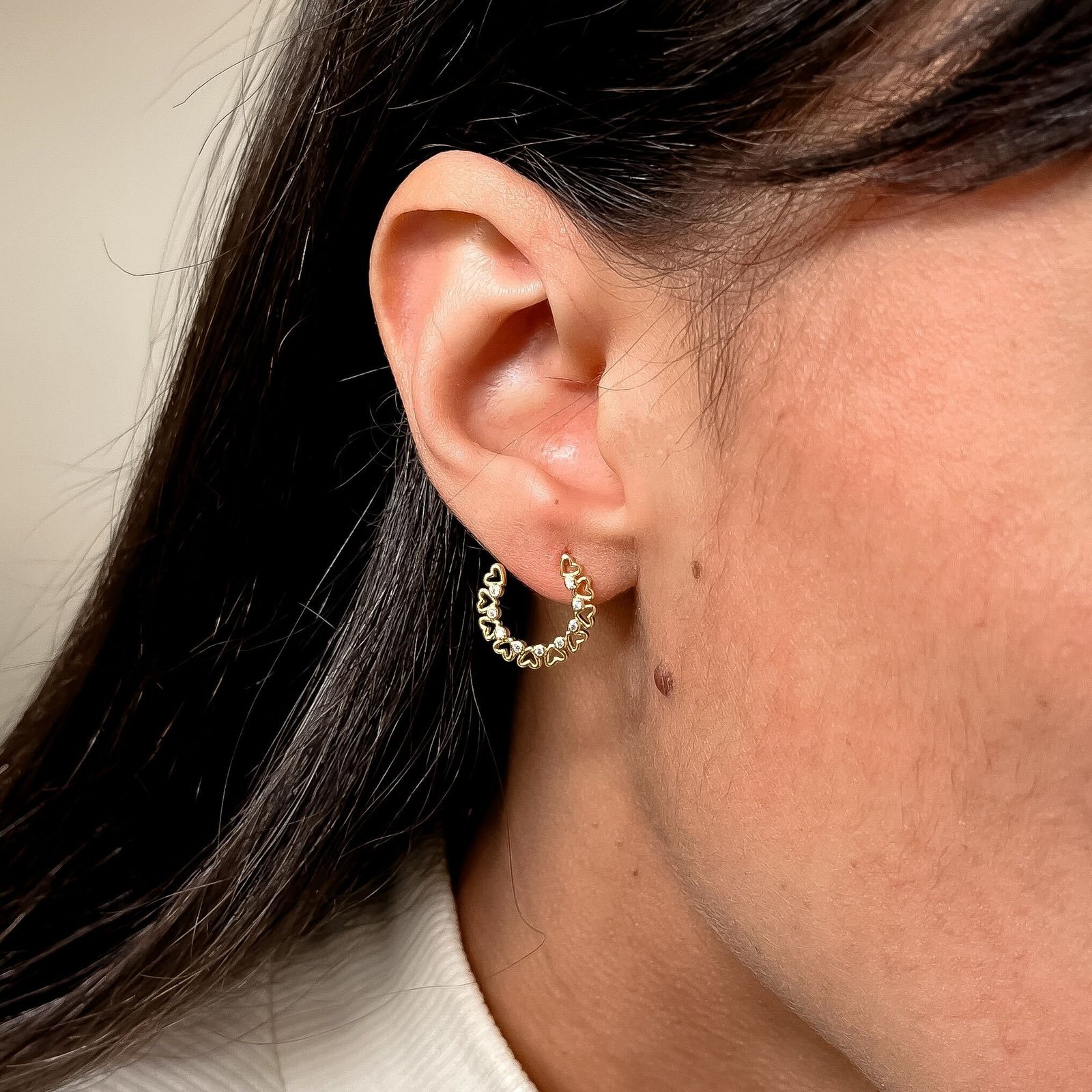 Brinco Corações com Zircônia - Imagem 3