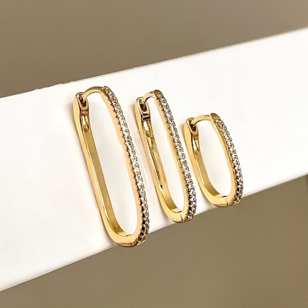 Trio Trinity com Zircônias Banhado a Ouro 18K