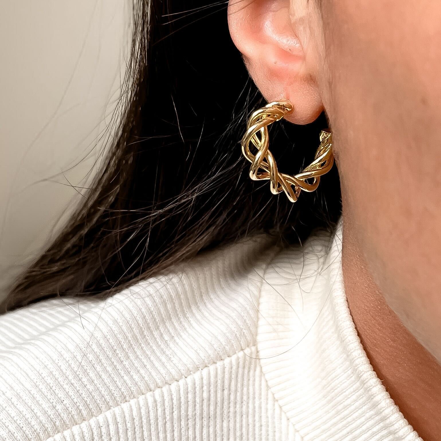 Brinco Twist Banhado a Ouro 18k