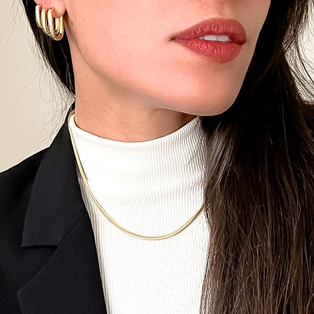 Trio de Brincos Retangular Elos Banhado a Ouro 18k - Imagem 4