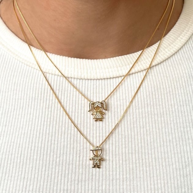 Menino Cravejado em Zirconia Banhado a Ouro 18k