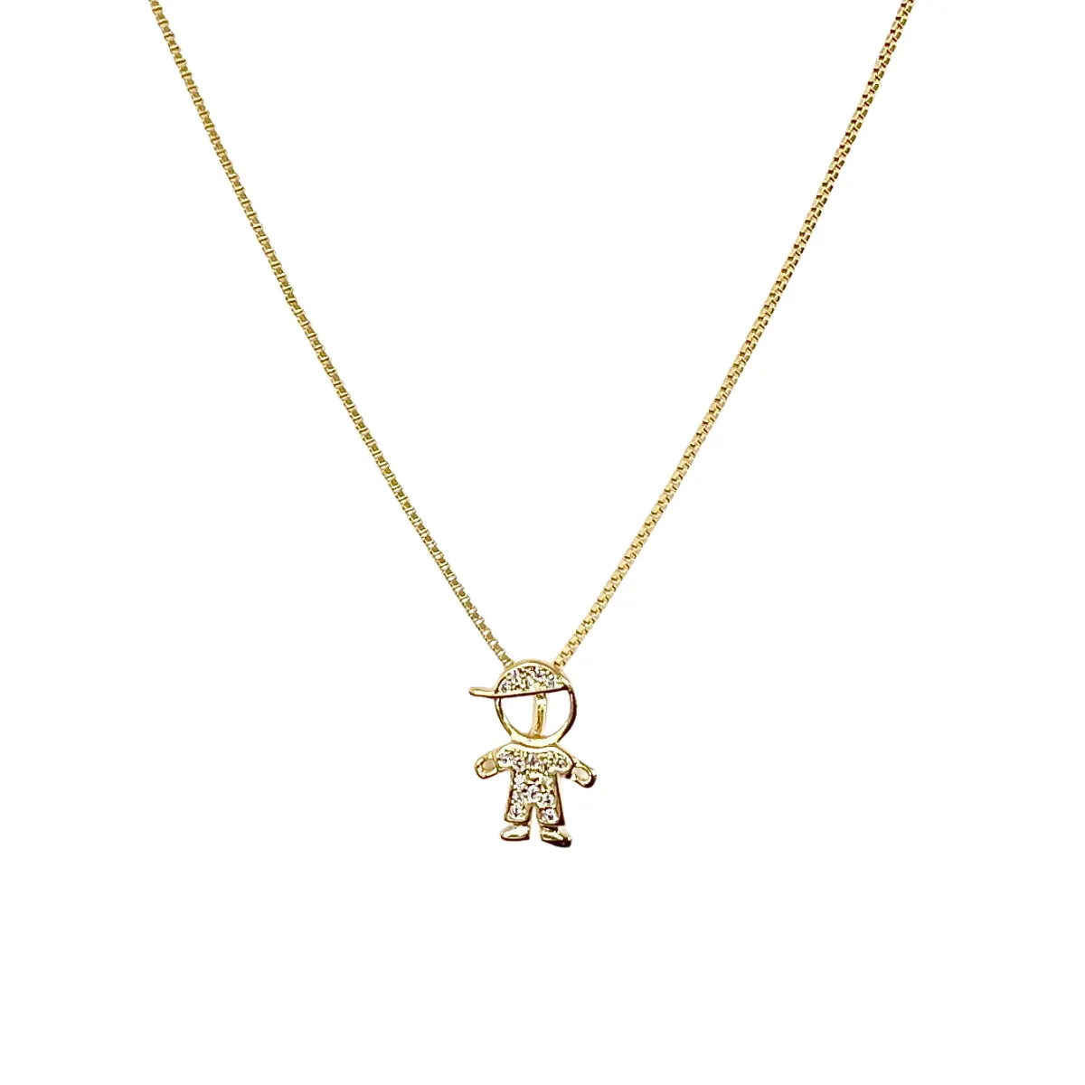 Colar com pingente de menino banhado a ouro