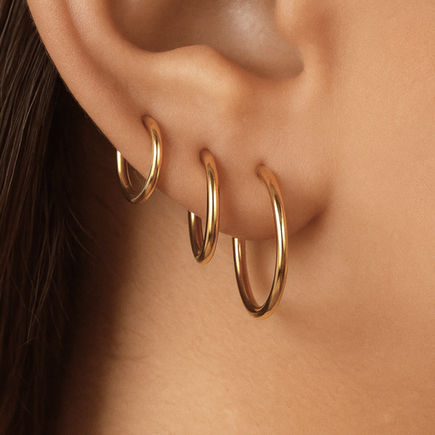 Brinco Essencial Trio Argolas Banhado a Ouro 18K