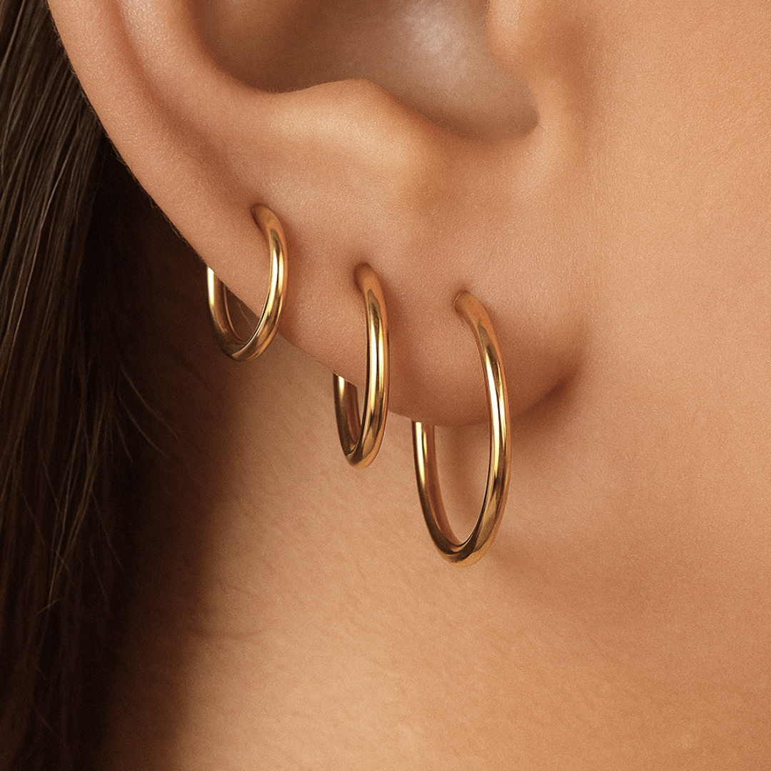 Brinco Essencial Trio Argolas Banhado a Ouro 18K