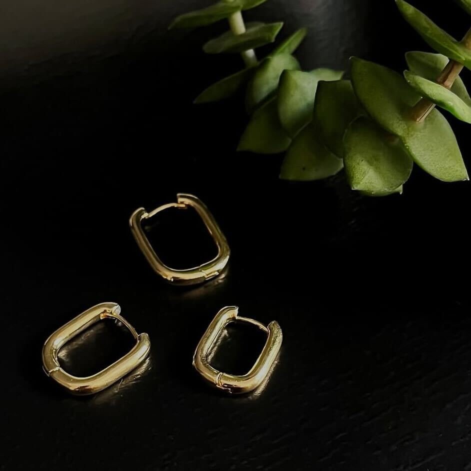 Trio de Brincos Retangular Elos Banhado a Ouro 18k - Imagem 5