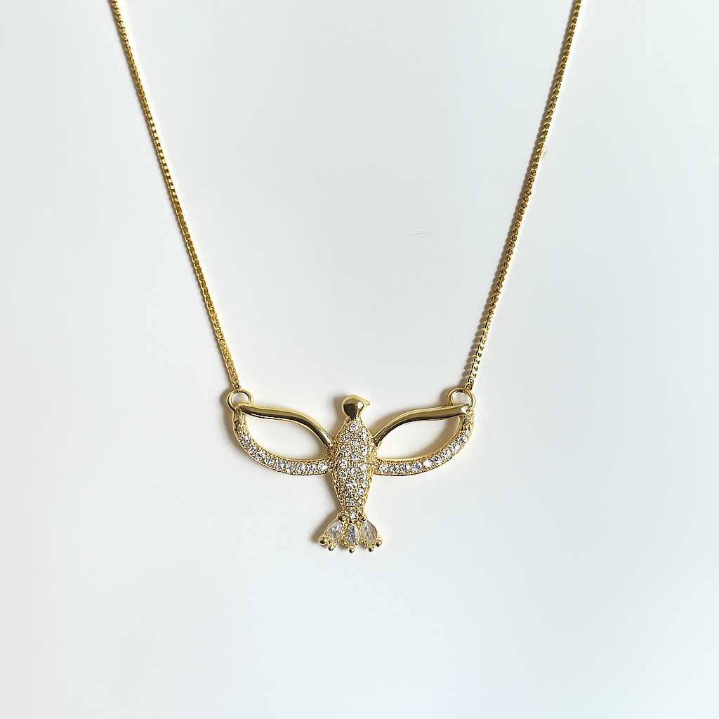 Colar Zirc Bird Cravejado Banhado a Ouro 18k - Imagem 3