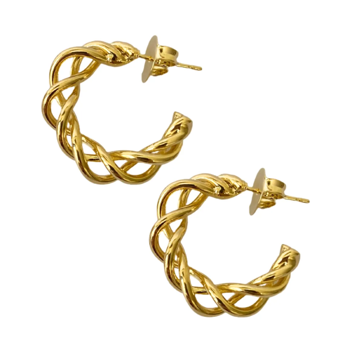 Brinco Twist banhado a ouro com design trançado