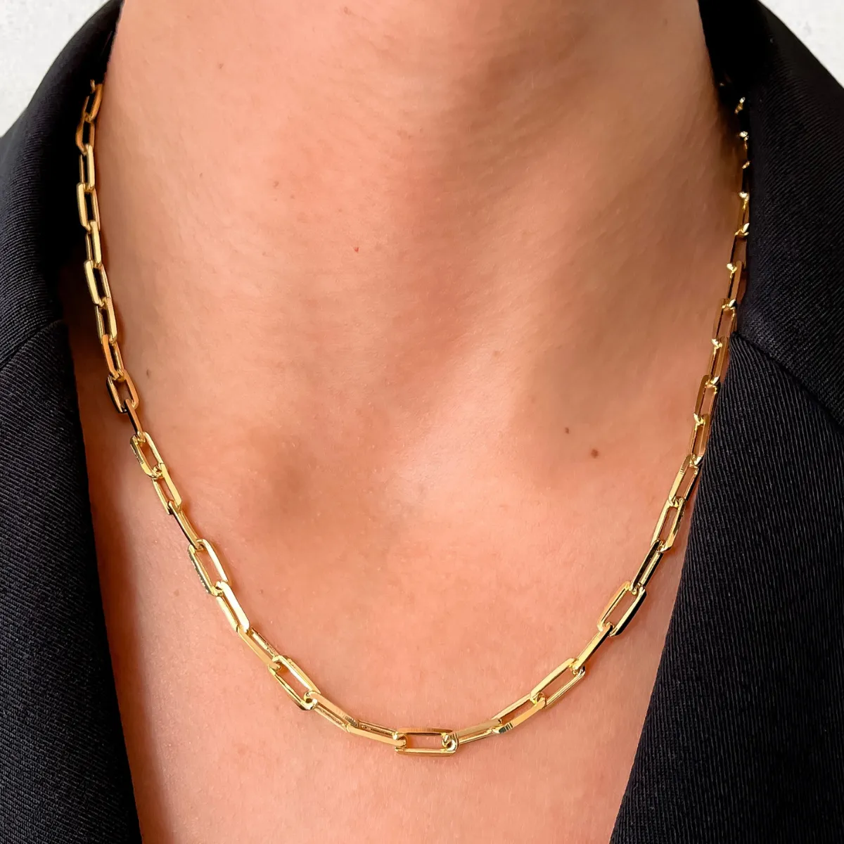 Colar Fluxo 02 com elos alongados banhado a ouro 18K